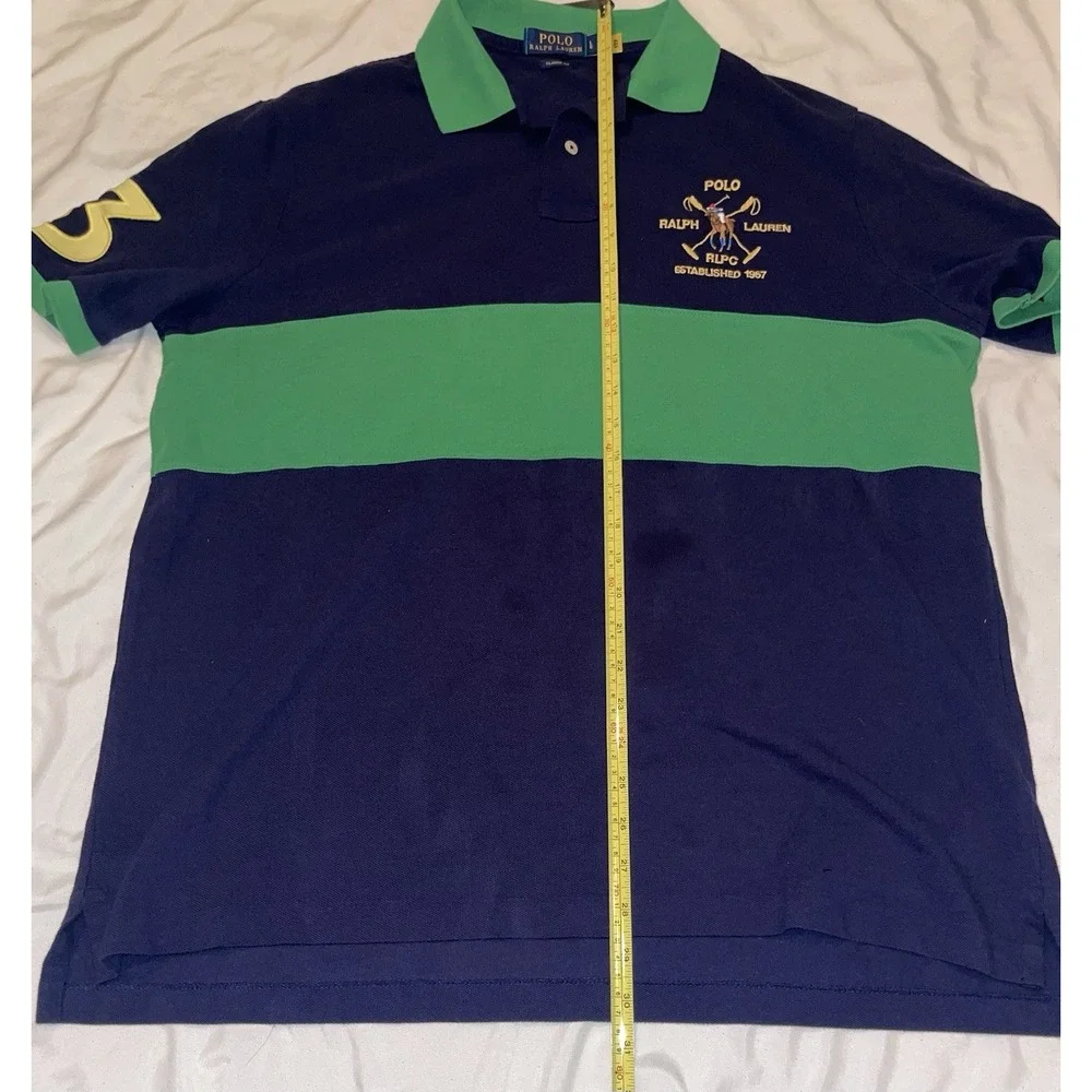 Polo Ralph Lauren Mens L Big Pony Crest Short Sleeve Classic Fit Polo Shirt Navy